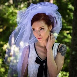 NWT Fingertip Wedding Veil w Blusher White Ivory